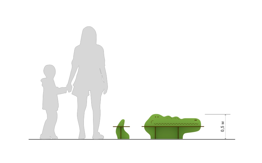 Скамейка детская «Крокодил»	МФ-53-01 Скамейка детская «Крокодил»	МФ-53-01